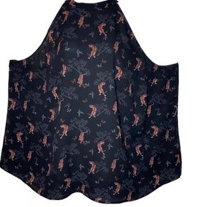 Torrid Size 4 Tiger Print Halter Top Sleaveless Tiger Bamboo Black